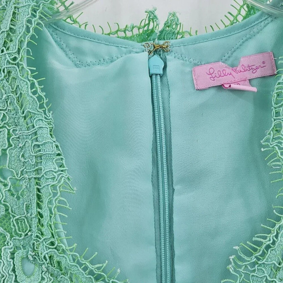 Lilly Pulitzer Meryl Dress Size 00 Poolside Mint Green Diamond Lace - Picture 2 of 6